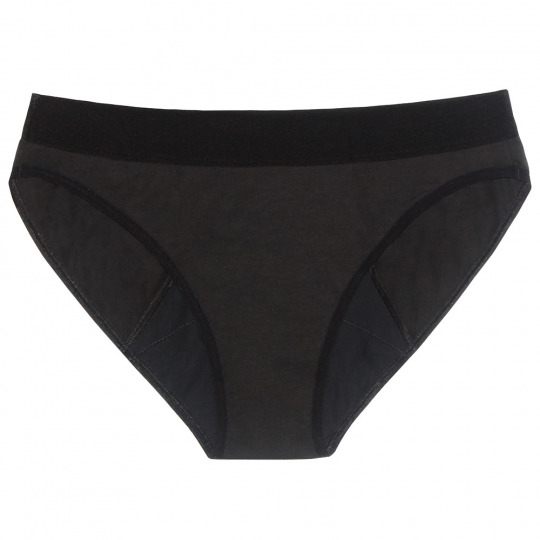Culotte menstruelle noire en coton bio - Bikini