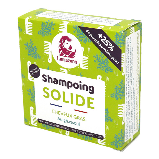 Shampoing solide cheveux gras au ghassoul pack